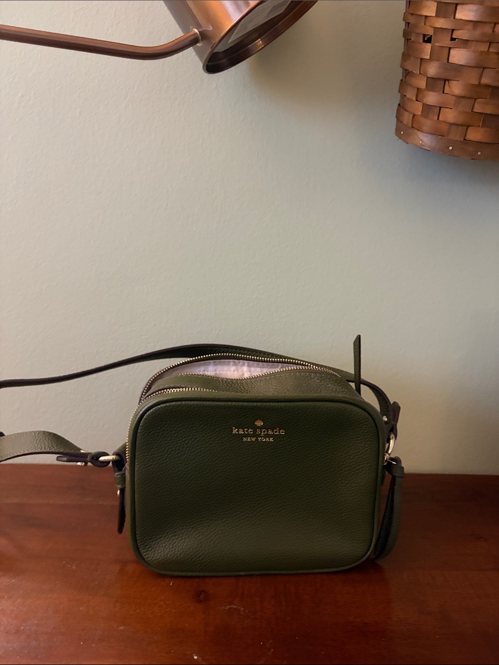 kate spade Dark Green Pebbled Leather Crossbody Messenger